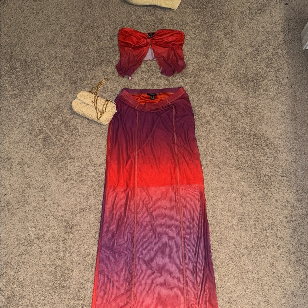 Gradient Red and Purple Women's Skirt